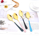 Ljojo 16-Piece Mirror Black Stainless Steel Cutlery Set for Kitchen Tableware