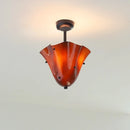French Glass Hanging Lamp with Polka Dot Lampshade | Retro Ceiling Pendant Light by Ljojo