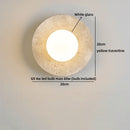 Ljojo LED Wall Sconce Wabi Sabi Yellow Travertine Stone Wood Bedroom Lamp