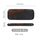 Ljojo 12" Ceramic Sushi BBQ Plate - Rectangular Tray for Desserts, Noodles.