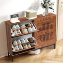 Ljojo™ Farmhouse Shoe Cabinet with Flip Drawers, Slim Shoe Storage Organizer