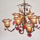 American Retro Morning Glory Glass Chandelier - Elegant Rose Ceramic Flower Pendant Light by Ljojo