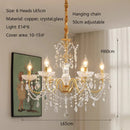 French Retro Copper Crystal Chandeliers Light for Living Room by Ljojo