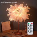 Feather Table Lamp with Remote Control USB Power Night Light for Ljojo Brand