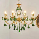 French Retro Copper Green Crystal Chandelier for Living Room Dining Bedroom Study by Ljojo