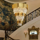 Ljojo Luxury Black Crystal Chandelier for High Ceiling Living Room Staircase Decor