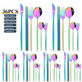Ljojo 36pc White Gold Stainless Steel Dinnerware Set Flatware Cutlery Kit
