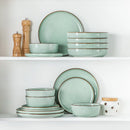 Ljojo LOIRE 16/32 Piece Green Ceramic Dinnerware Set - Oven Safe Stoneware