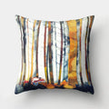 Fox and Bird Polyester Pillowcase by Ljojo: Cartoon Landscape Cushion Cover for Sofa