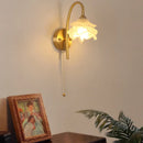 Ljojo LED Glass Wall Sconce with Pull Chain Switch for Modern Luxury Bedroom Lighting