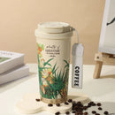 Ljojo 500ml Stainless Steel Vacuum Insulated Coffee Cup Straw Mug