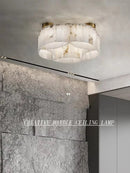 Gold Stone Ceiling Lamp Luxury Marble Lighting Copper Bedroom Decor by Ljojo