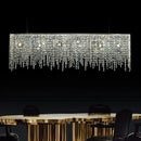 Nordic Rectangular Drop Crystal Chandelier - Luxury LED Hanging Lamp for Living Dining Room by Ljojo