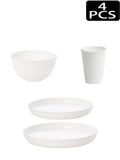 Ljojo 32pcs Reusable Plastic Cutlery Set, Wheat Bowls, Dessert Plates - Eco-Friendly Party Supplies
