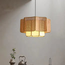 Ljojo Japanese Rattan Fabric Chandelier LED Pendant Light Retro Art Indoor Home Decor