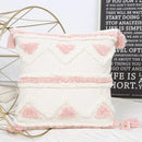 Bohemian Pink Geometric Tassel Throw Pillow Cover for Living Room Sofa by Ljojo