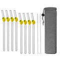 Ljojo Lemon Shaped Glass Drinking Straws Set with Brush Bag - Bar Drinkware