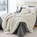 Ljojo Luxury Faux Fur Plaid Throw Blanket for Sofa and Bed