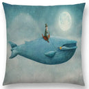 Cute Ghost Sailboat Whale Diver Cushion Cover by Ljojo
