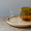 Ljojo 350ml Stackable Glass Coffee Tea Cup in Amber Blue Green Colors