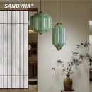 French Retro Pendant Glass Chandelier LED Artistic Lighting Fixture for Bedroom by Ljojo