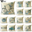 Big Blue Pumpkin Bike White Pillowcase Set for Home Decor - Ljojo