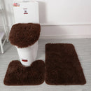 Ljojo 3 Piece White Bathroom Rugs Sets Non-Slip Bath Mats Lid Cover Contour Mat