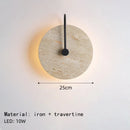 Wabi Sabi Style Yellow Travertine Round LED Wall Sconce Light for Bedroom by Ljojo