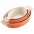 Ljojo 4-Piece Oval Baking Dish Set with Ceramic Handles - Ideal for Lasagne, Pie, Casserole