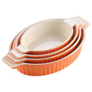 Ljojo 4-Piece Oval Baking Dish Set with Ceramic Handles - Ideal for Lasagne, Pie, Casserole