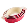 Ljojo 4-Piece Oval Baking Dish Set with Ceramic Handles - Ideal for Lasagne, Pie, Casserole